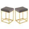 Grey Pu Upholstered Counter & Bar Stool with Footrest, PU leather (Set of 2)