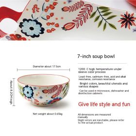 Home American Tableware Hand Drawn Creative Floral Style (Option: 7inch soup bowl)