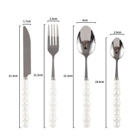 Ceramic Pearl Handle Knife Fork And Spoon Household Eating Soup Spoon Western Foodsteak Knife And Fork (Option: white set)