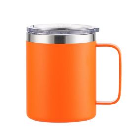 Simple Solid Color Stainless Steel Mug Cup Handle Cup (Option: Spray Plastic Orange-24oz)