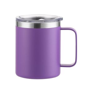 Simple Solid Color Stainless Steel Mug Cup Handle Cup (Option: Plastic Spray Purple-24oz)